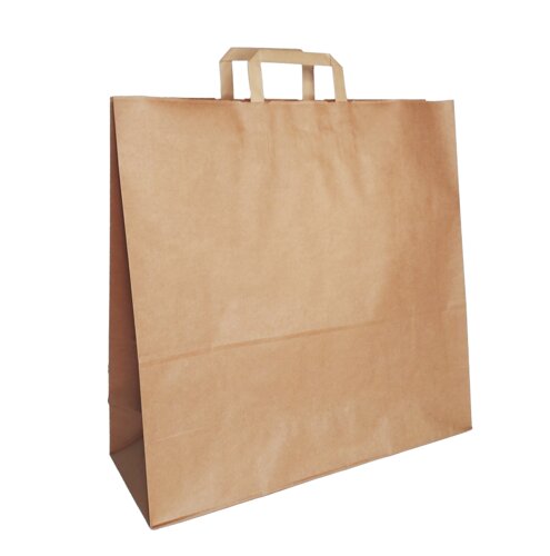 Brązowa torba papierowa z płaskim uchwytem