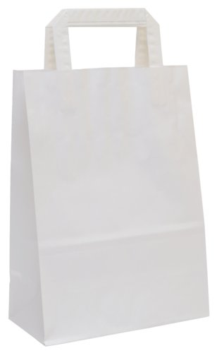 Biała torba papierowa z płaskim uchwytem
